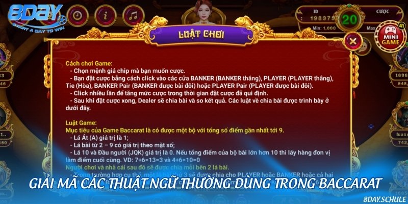 Những thuật ngữ thường gặp trong khi chơi Baccarat