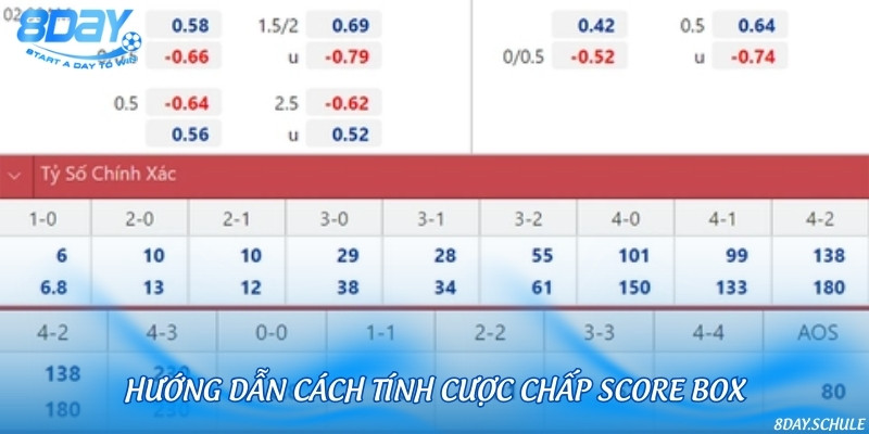 Quy định tính tiền thắng trong cược chấp score box