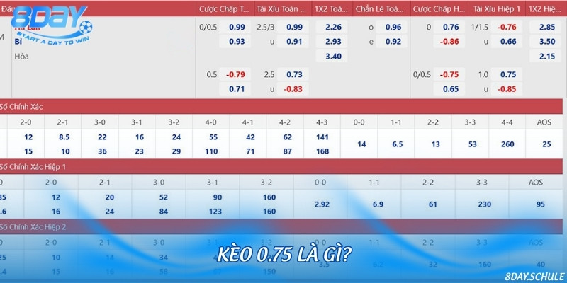 Chia sẻ thông tin về kèo cược bóng đá tỷ lệ 0.75